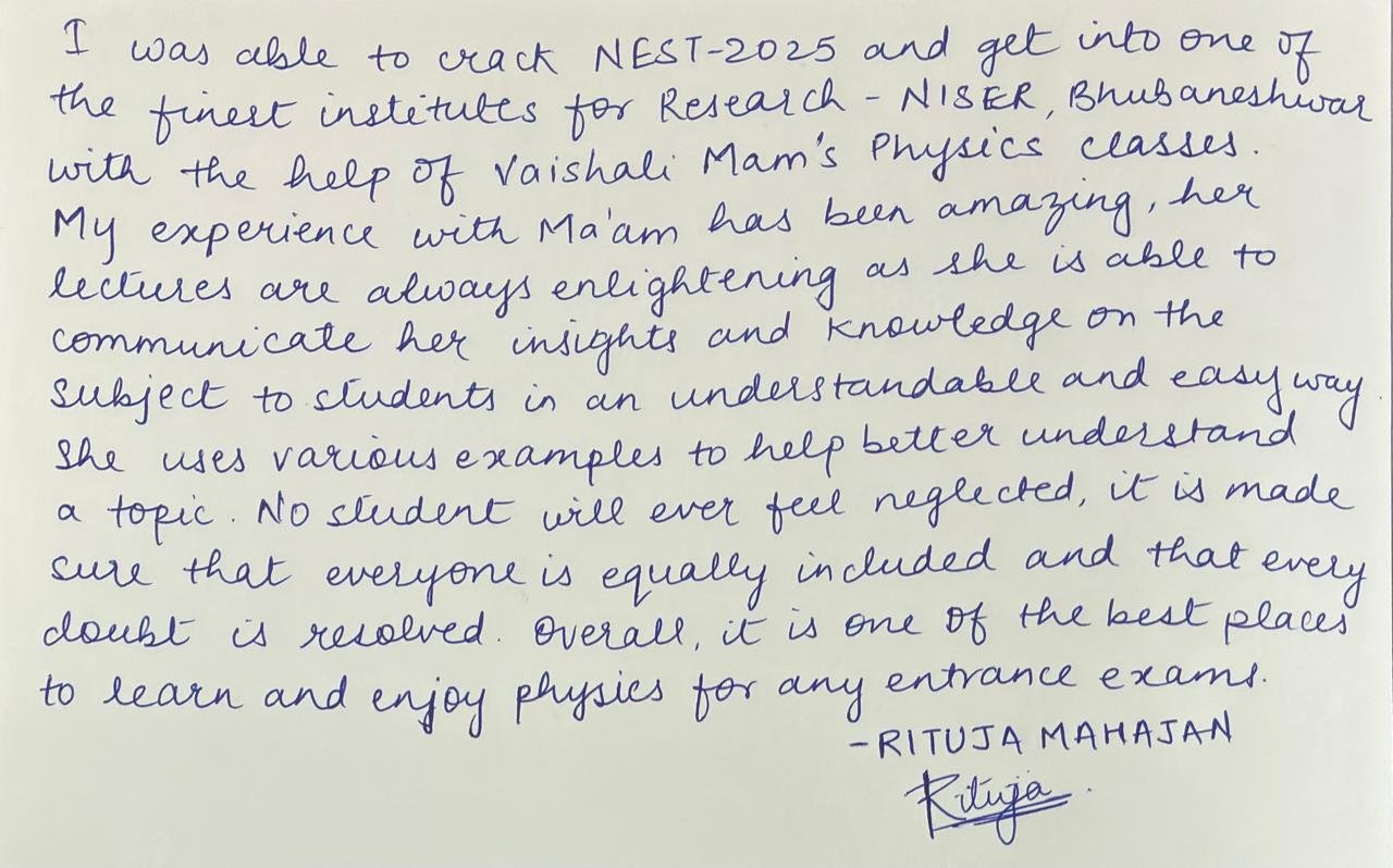 Handwritten Testimonial